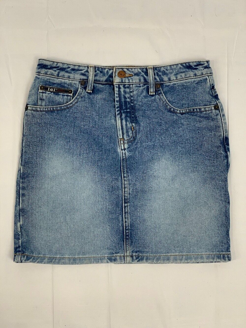 LEI Women’s Vintage 90’s Denim Mini Skirt Blue Cotton Y2K Size 3